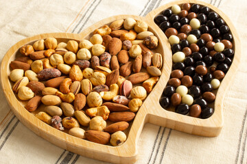 Mixed nuts and chocolate balls