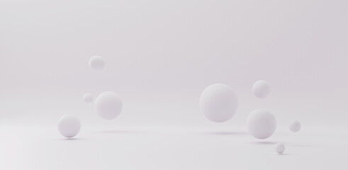white scene with geometrical forms for product display. 3D rendering.