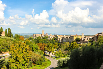 Fototapeta na wymiar Colle di Val d'Elsa, Italy. Beautiful architecture of Colle di Val d'Elsa, small town in the province of Siena, Tuscany, central Italy.