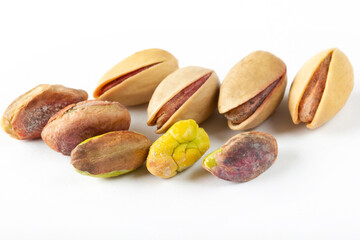 delicious pistachio on white background