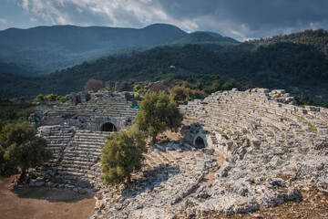 Ancient amphitheater in the ancient city of Kaunos in the Mugla province near the town of Dalyan...