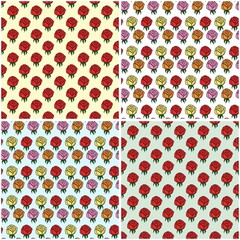 four seamless patterns with roses 