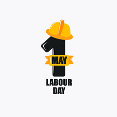 Labor Day poster template.International Workers' Day celebration with Yellow safety hard hat and construction tools.Sale promotion advertising Poster or Banner for Labor Day