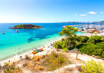 Obraz na płótnie Canvas Portals Nous beach (playa) and port, Mallorca island, Spain