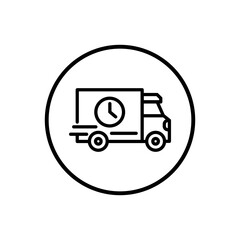 Fast delivery or truck black icon. Silhouette shipping truck. Trendy flat style isolated symbol. For: illustration, minimalistic, logo, mobile, app, emblem, design, web, site, ui, ux. Vector EPS 10