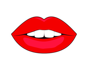 Sexy red lips isolated on a white background