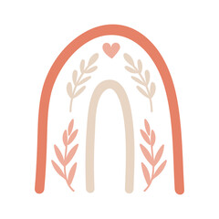 Boho rainbow element with florals. Vector illustration