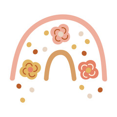 Boho rainbow element with florals. Vector illustration