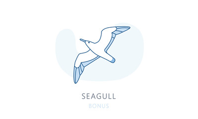 Seagull, skyline vector illustration, line graphics for web pages, mobile apps and polygraphy.	