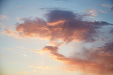 Sunset romantic sky with pink clouds. Naturе background. High quality photo. 