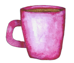 Hand drawn illustration of cup by watercolor