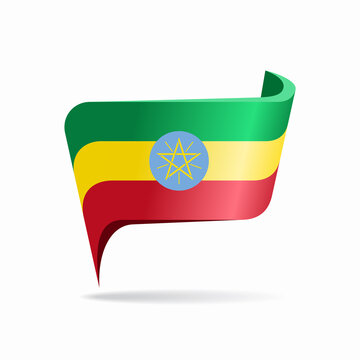 Ethiopian Flag Map Pointer Layout. Vector Illustration.