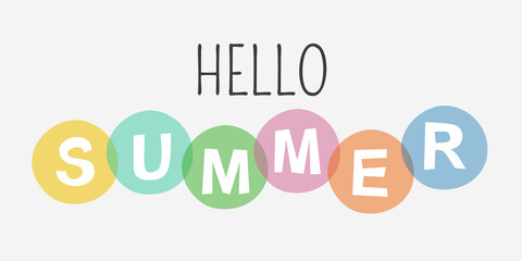 Abstract banner modern colored design with text - Hello Summer.