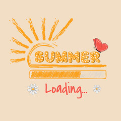 Loading progress Bar with text Summer. Vector illustration.