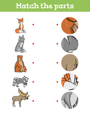 Match the part Educational game for children. Cartoon. Vector illustration
