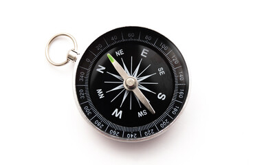 Compass close-up isolated on white background.
