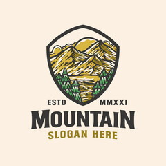 Mountain adventure badge logo template