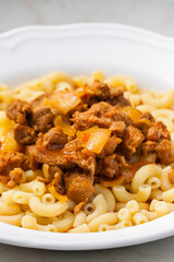 beef goulash with elbow pasta