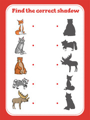 Fototapeta premium Find the correct shadow. Educational game for children. Cartoon