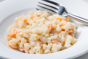 halusky- small potato dumplings- with salmon