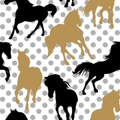 Seamless pattern with the image of a horses. Vector illustration.