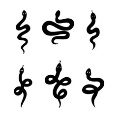 Snake silhouettes set.