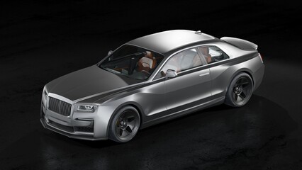 Naklejka na ściany i meble 3D rendering of a brand-less generic concept car