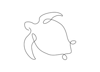 One line sea turtle. Outline. continuous line. lines design. Line art.