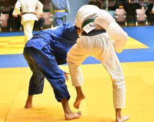 Naklejka premium Boys compete in Judo