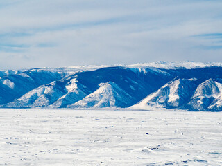 Fototapeta na wymiar Winter Baikal. Beautiful views of the frozen lake.