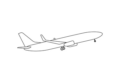 Fototapeta premium Silhouette of black and white aircraft in the sky, isolated. Vector Illustration