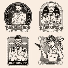 Barbershop retro labels