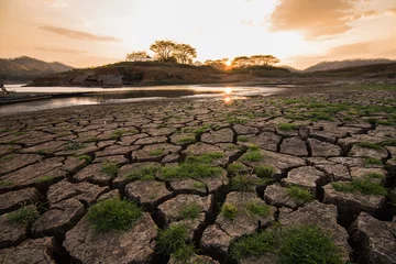 Fotobehang Image of the drought ground.Problems arising from global warming. © yuthapong
