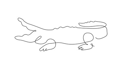 Crocodile one line. outline. continuous line. Vector illustration