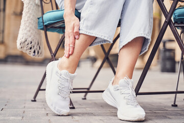 Closeup of girl wearing sneakers