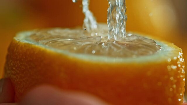 Squizzing Lemon by Hand Lemon Squirt Slow Motion Macro Close Up