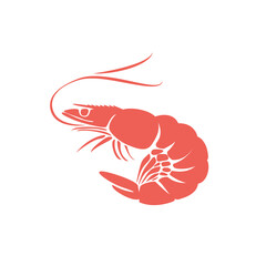 Shrimp. Vector flat symbol isolated on white background