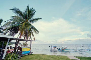 Bar on the tropical sea beach with beautiful view.