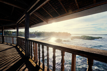 Wooden terrace with wonderful sea view.