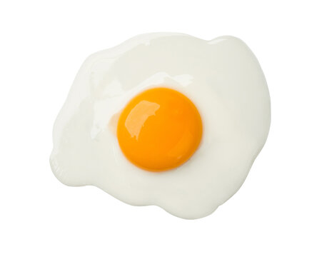 Fried egg isolated on white background on top view food cooking photo object design