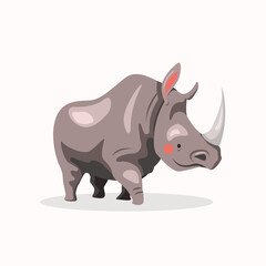 cute rhinoceros isolated on white background, adorable rhino vecter.
