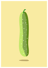 Cucumber on a yellow background with shadow