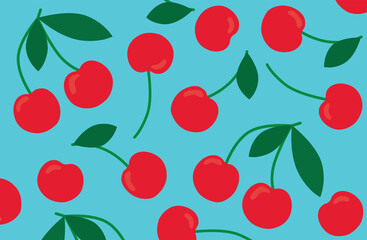 ripe cherry fruits background- vector illustration