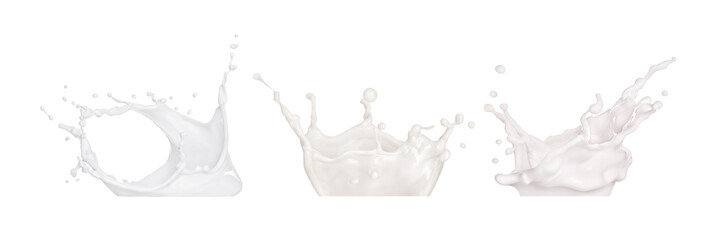 Set of white splashes on a white background.