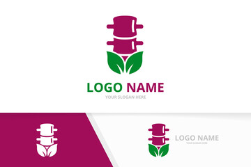 Organic spine logo combination. Unique spinal diagnostic center logotype design template.