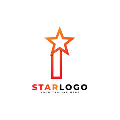 Letter I star logo Linear Style, Orange Color. Usable for Winner, Award and Premium Logos.