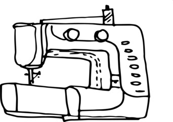 Sewing machine graphic vector illustration doodle sketch print for school for work sewing needlework study isolated element on white background