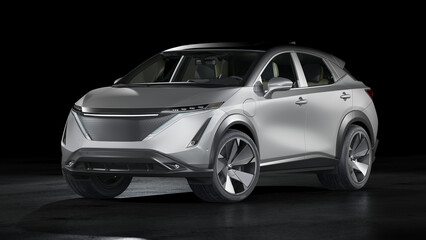 Obraz na płótnie Canvas 3D rendering of a brand-less generic SUV concept car