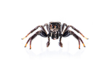 Image of biting jumping spider (Opisthoncus mordax) on white background. Insect. Animal