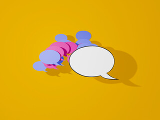 Speech balloon or speech bubble representing thoughts or comments deriving from one main thought or idea